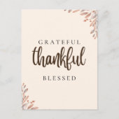 Grateful Thankful Blessed Botanisch Briefkaart (Voorkant)