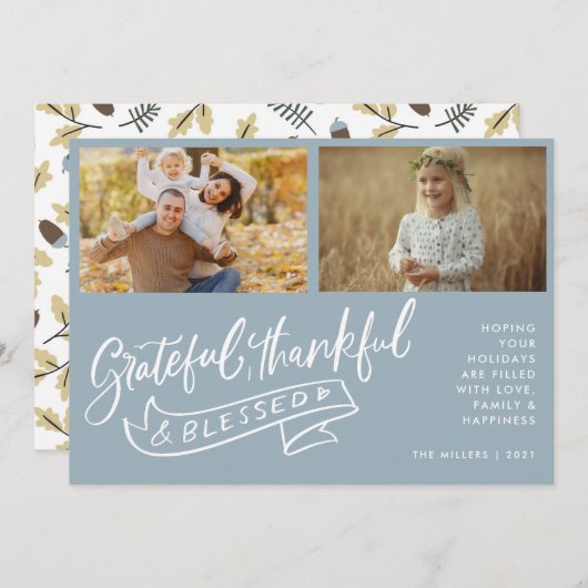 Grateful Thankful Blessed Family met Kerstmis (Voorkant / Achterkant)