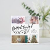 Grateful Thankful Blessed Family met Kerstmis Feestdagenkaart (Staand voorkant)