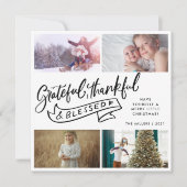 Grateful Thankful Blessed Family met Kerstmis Feestdagenkaart (Voorkant)