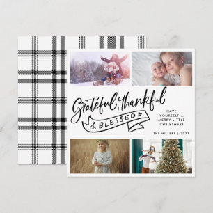 Grateful Thankful Blessed Family met Kerstmis Feestdagenkaart