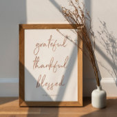 Grateful Thankful Blessed | Faux Roos Gold Script Poster