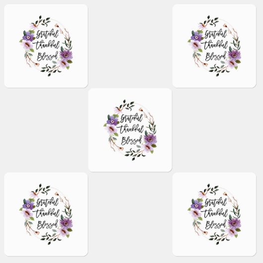 Grateful Thankful Blessed Floral Labels (Groep)
