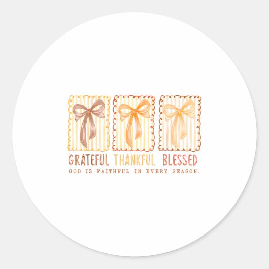 Grateful Thankful Blessed God's Faithful Christian Ronde Sticker (Voorkant)
