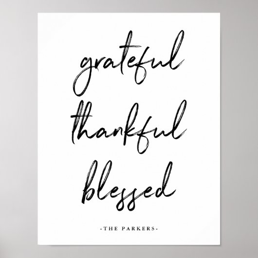 Grateful Thankful Blessed | Handgeschreven script Poster (Voorkant)