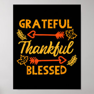 Grateful Thankful Blessed Herfst Autumn Thanksgivi Poster