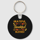 Grateful Thankful Blessed Herfst Autumn Thanksgivi Sleutelhanger (Voorkant)