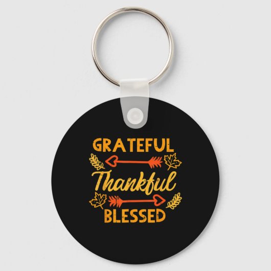 Grateful Thankful Blessed Herfst Autumn Thanksgivi Sleutelhanger (Voorkant)
