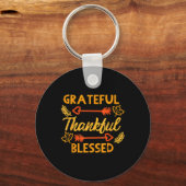 Grateful Thankful Blessed Herfst Autumn Thanksgivi Sleutelhanger (Voorkant)