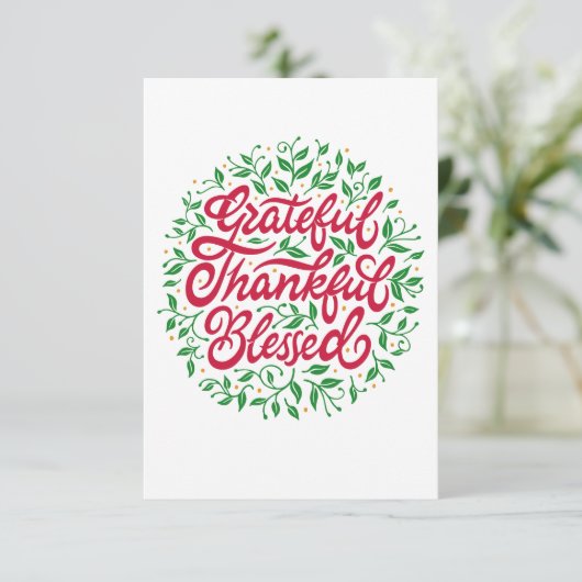 Grateful Thankful Blessed Kaart (Staand voorkant)
