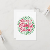 Grateful Thankful Blessed Kaart (Voorkant / Achterkant in situ)