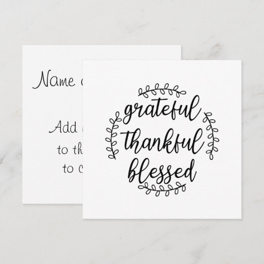 Grateful Thankful Blessed Kaart (Voorkant / Achterkant)