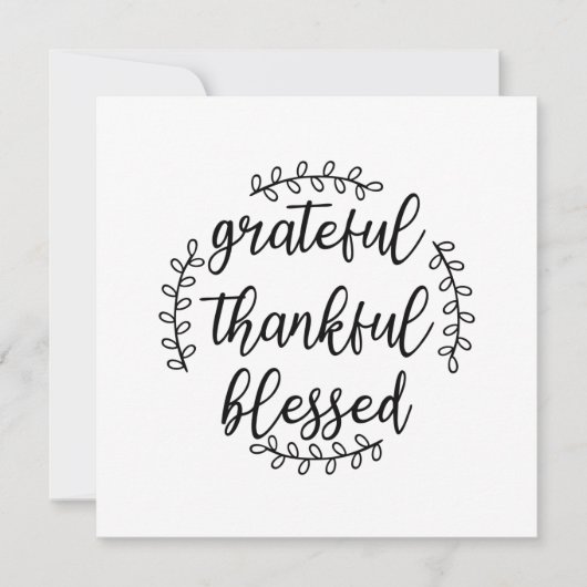Grateful Thankful Blessed Kaart (Voorkant)