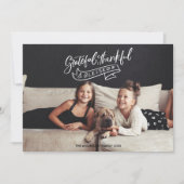 Grateful Thankful Blessed Kerstfotokaart Kaart (Voorkant)