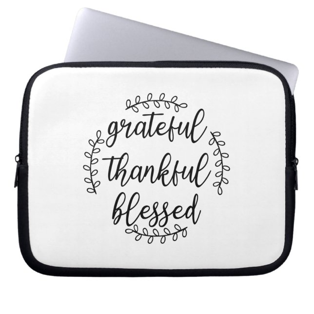 Grateful Thankful Blessed Laptop Sleeve (Voorkant)