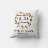 Grateful Thankful Blessed Leaves Fall Wedding Gift Kussen (Achterkant)
