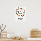 Grateful Thankful Blessed Leaves Herfst Oranje Red Poster (Keuken)