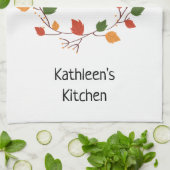 Grateful Thankful Blessed Leaves Herfst Oranje Red Theedoek (Gevouwen)