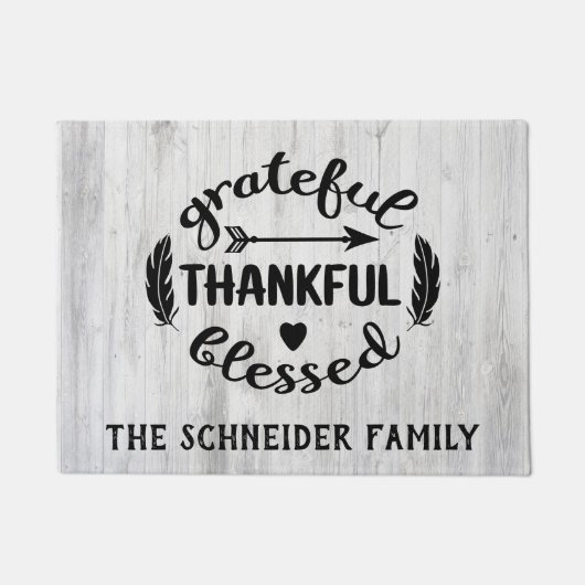 Grateful Thankful Blessed Modern Farmhouse Rustic Deurmat (Voorkant)
