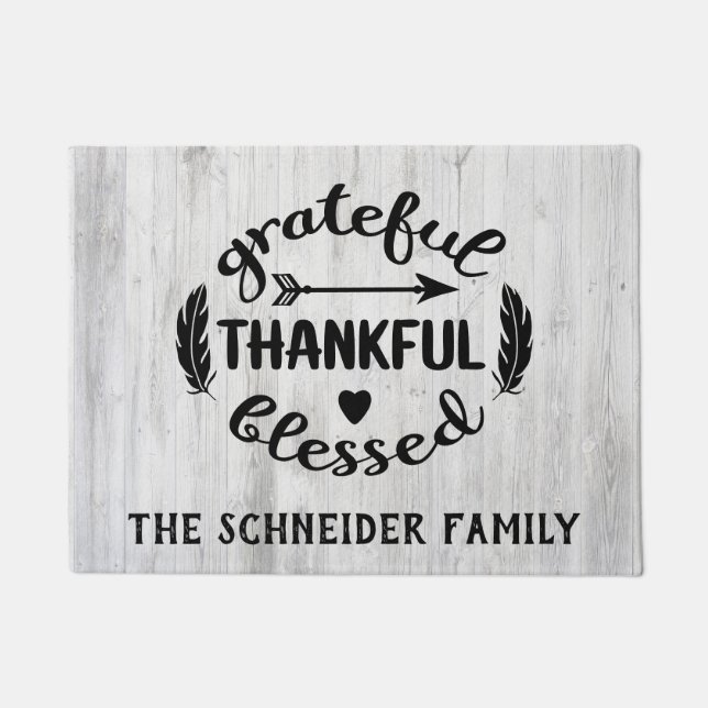 Grateful Thankful Blessed Modern Farmhouse Rustic Deurmat (Voorkant)