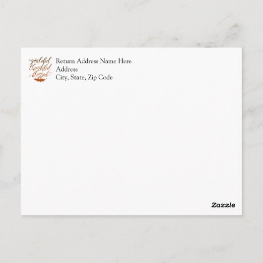 Grateful Thankful Blessed Modern Marble Feather Briefkaart (Achterkant)