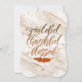 Grateful Thankful Blessed Modern Marble Feather Kaart (Voorkant)