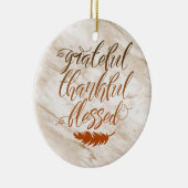Grateful Thankful Blessed Modern Marble Feather Keramisch Ornament (Rechts)