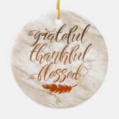 Grateful Thankful Blessed Modern Marble Feather Keramisch Ornament (Achterkant)