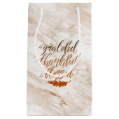 Grateful Thankful Blessed Modern Marble Feather Klein Cadeauzakje (Voorkant)