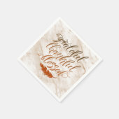 Grateful Thankful Blessed Modern Marble Feather Servet (Hoek)