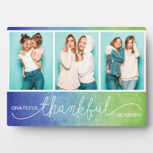 Grateful Thankful Blessed Moderne Drie Foto Fotoplaat