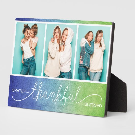 Grateful Thankful Blessed Moderne Drie Foto Fotoplaat (Zijkant)