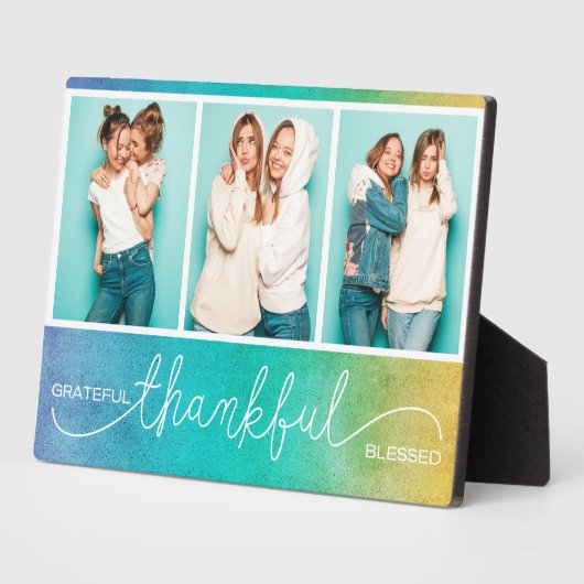 Grateful Thankful Blessed Moderne Drie Foto Fotoplaat (Zijkant)