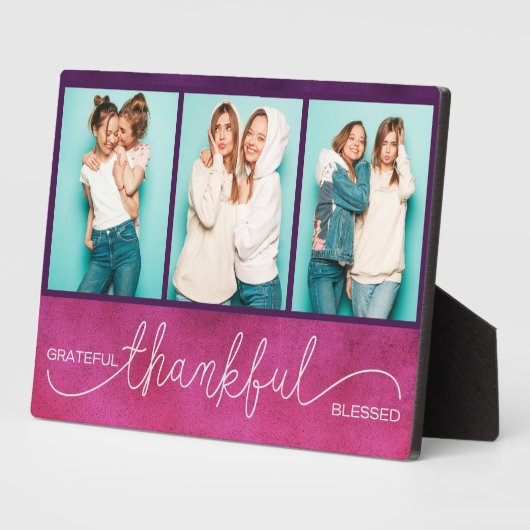 Grateful Thankful Blessed Moderne Drie Foto Fotoplaat (Zijkant)