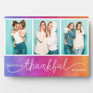 Grateful Thankful Blessed Moderne Drie Foto Fotoplaat
