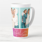 Grateful Thankful Blessed Moderne Drie Foto Latte Mok (Rechterhoek)