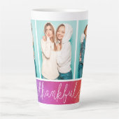 Grateful Thankful Blessed Moderne Drie Foto Latte Mok (Voorkant)