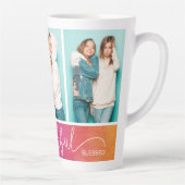 Grateful Thankful Blessed Moderne Drie Foto Latte Mok (Rechts)