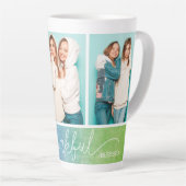 Grateful Thankful Blessed Moderne Drie Foto Latte Mok (Rechterhoek)
