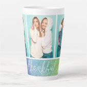 Grateful Thankful Blessed Moderne Drie Foto Latte Mok (Voorkant)