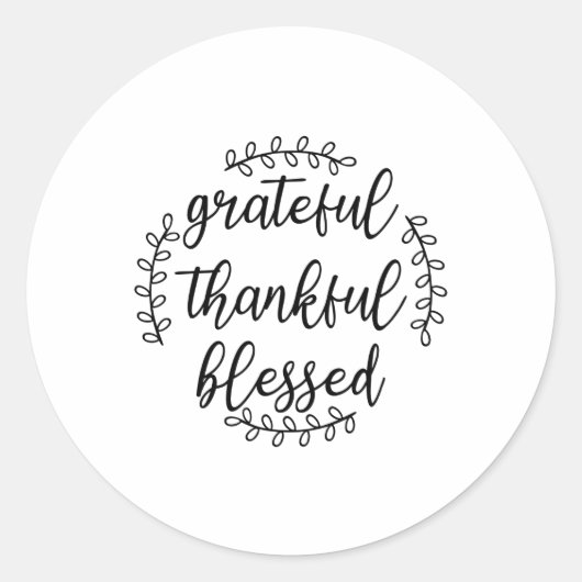 Grateful Thankful Blessed Ronde Sticker (Voorkant)
