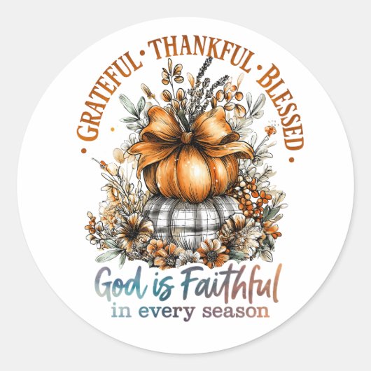 Grateful Thankful Blessed Ronde Sticker (Voorkant)