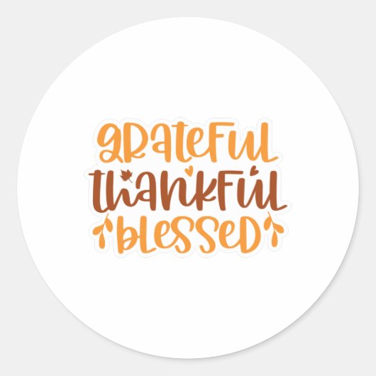 Grateful Thankful Blessed Ronde Sticker (Voorkant)