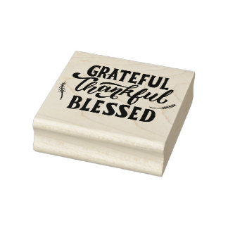 Grateful Thankful Blessed Rubberstempel