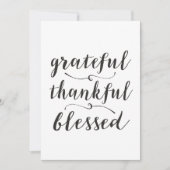 Grateful Thankful Blessed Rustic Script Feestdagenkaart (Voorkant)