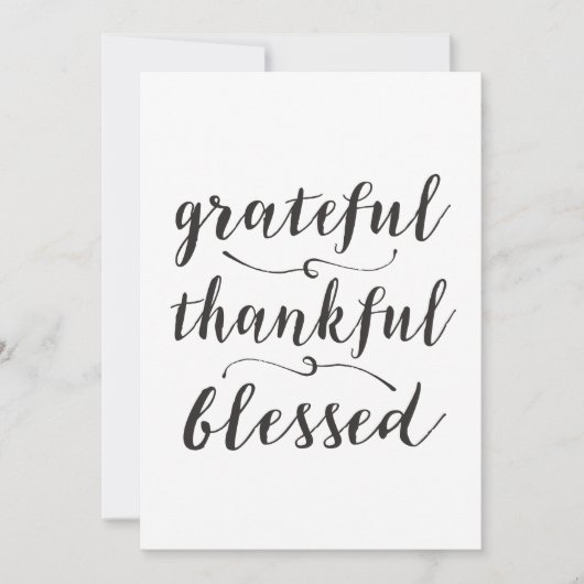 Grateful Thankful Blessed Rustic Script Feestdagenkaart (Voorkant)