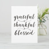 Grateful Thankful Blessed Rustic Script Feestdagenkaart (Staand voorkant)