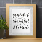 Grateful Thankful Blessed Rustic Script Foto Afdruk