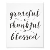 Grateful Thankful Blessed Rustic Script Foto Afdruk (Voorkant)
