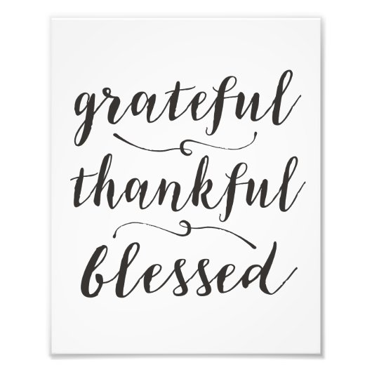 Grateful Thankful Blessed Rustic Script Foto Afdruk (Voorkant)